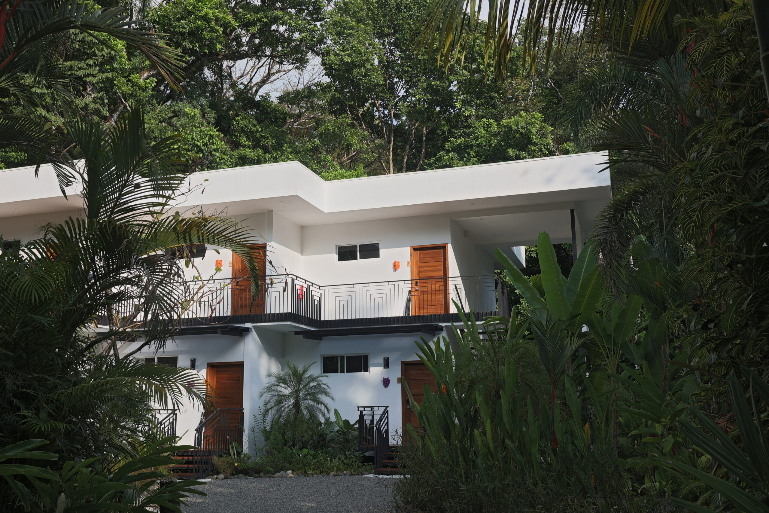 Modern Resort Hotel Rooms Exterior with Contemporary White Architecture